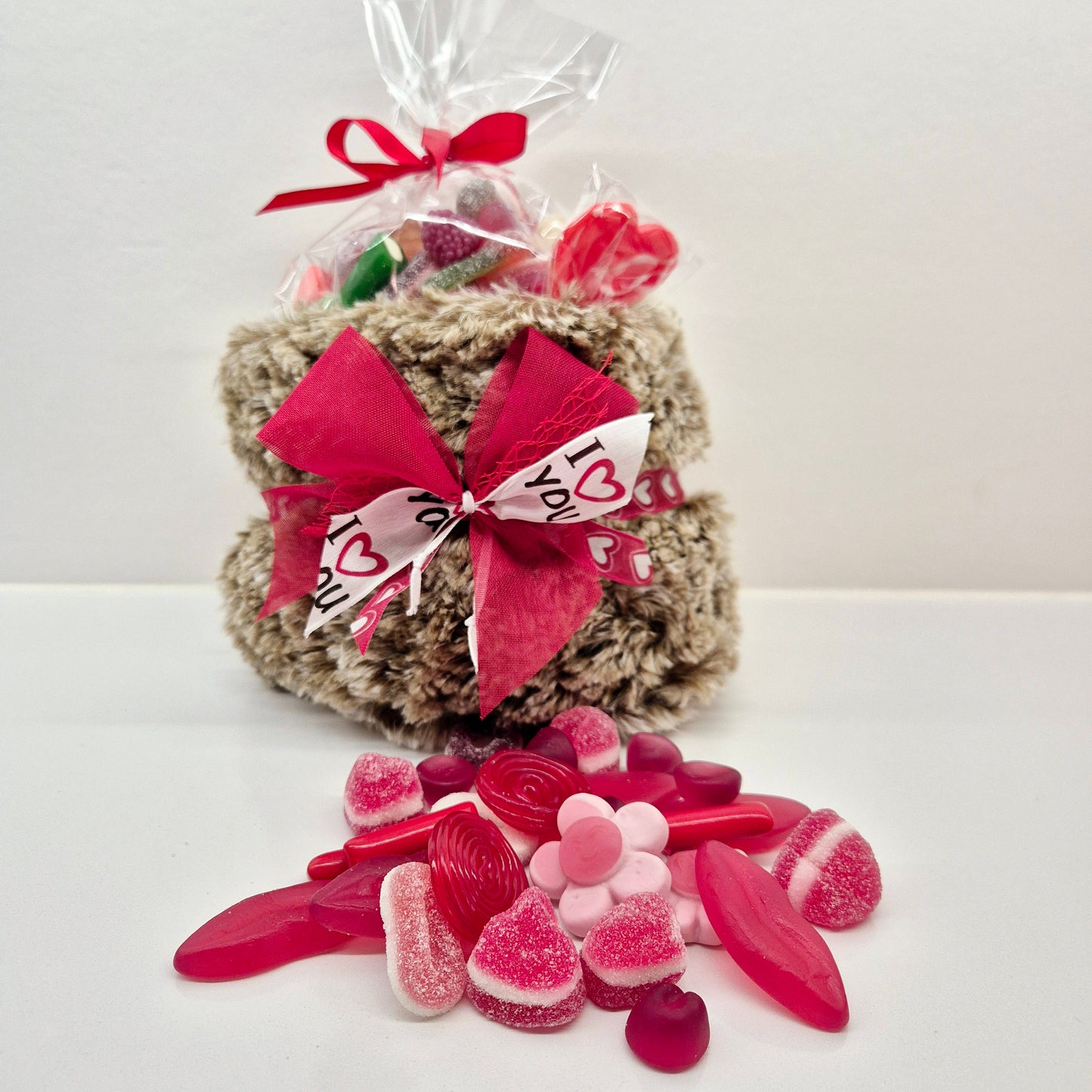 Fluffy draagzakje vol met lekkere snoepjes