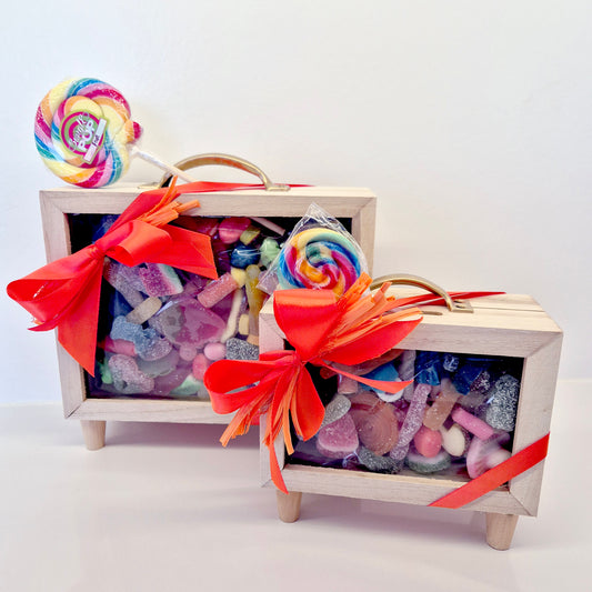 Spaarpot gevuld met snoepjes