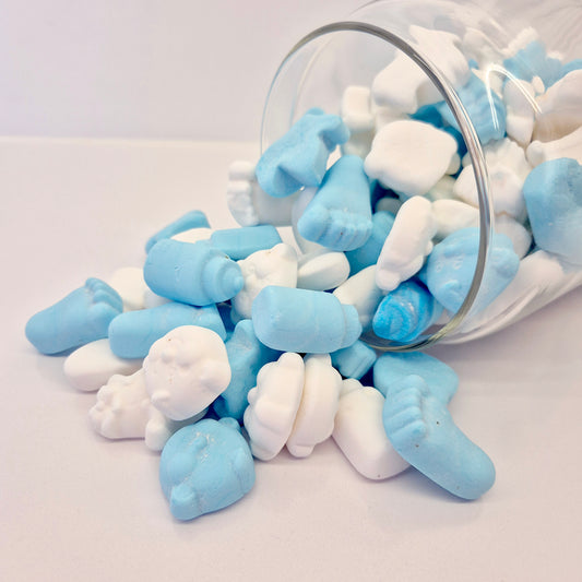 Schuimsnoepjes baby blauw/wit